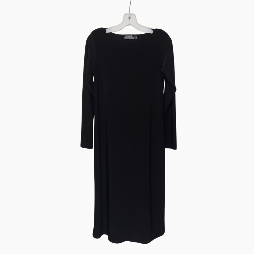 Sympli Women’s Black Dress Size 6 Long Sleeve Stretch Jersey Minimalist Funeral